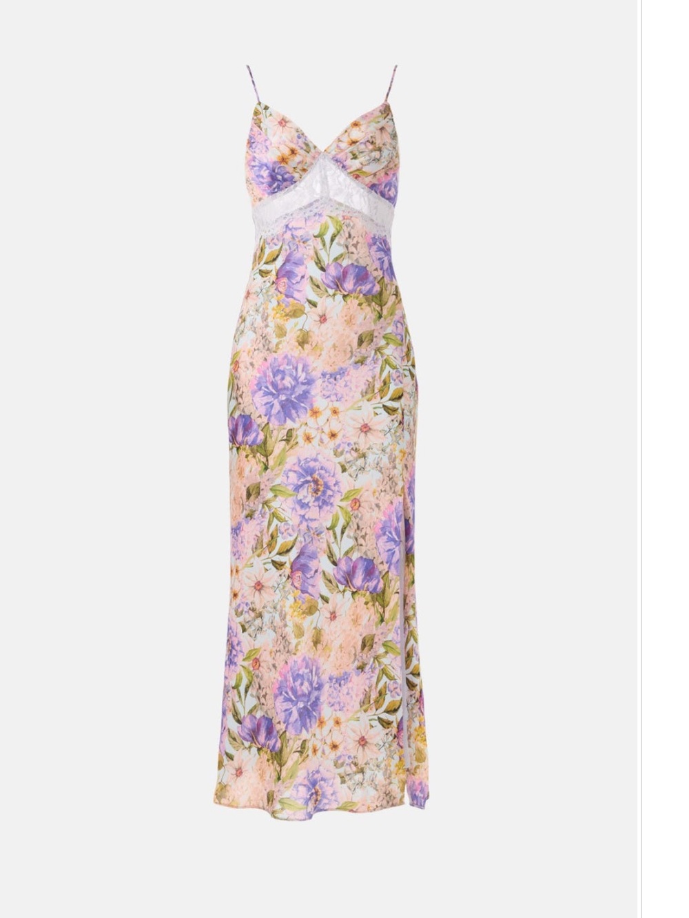 Astr Floral Maxi Slip Dress in Lavender, Pink and Cream